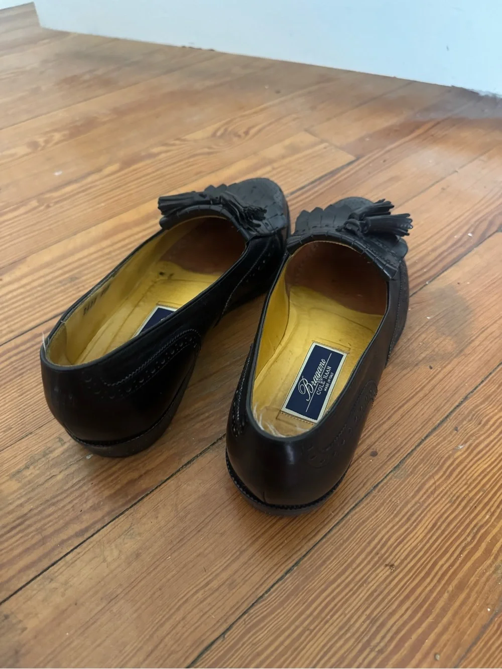 COLE HAAN Shoes Mens 8.5 M Black Leather Bragano Tassel Kiltie Loafer Made Italy